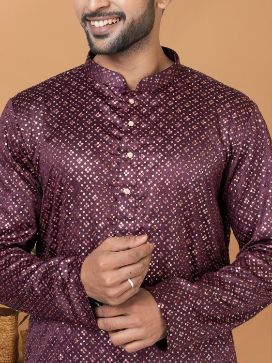 Picture of Designer Function Wear Semi Gaji Silk Kurta Pajama 