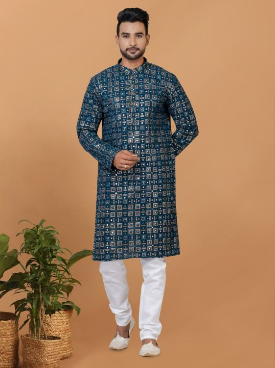 Picture of Magnificent Georgette Blue Kurta Pajama