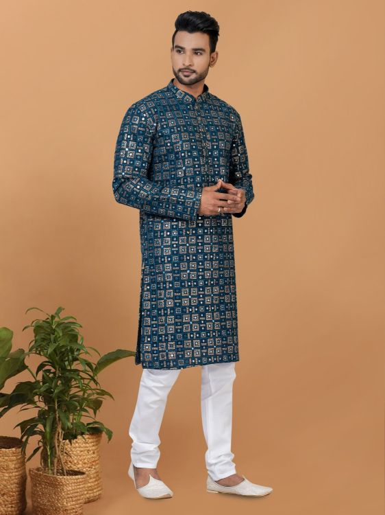 Picture of Magnificent Georgette Blue Kurta Pajama