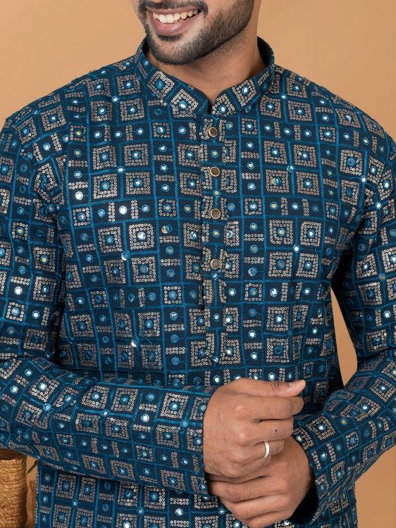Picture of Magnificent Georgette Blue Kurta Pajama