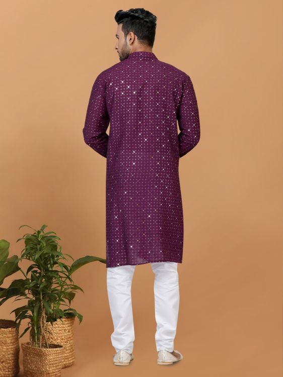Picture of Statuesque Viscose Cotton Purple Kurta Pajama