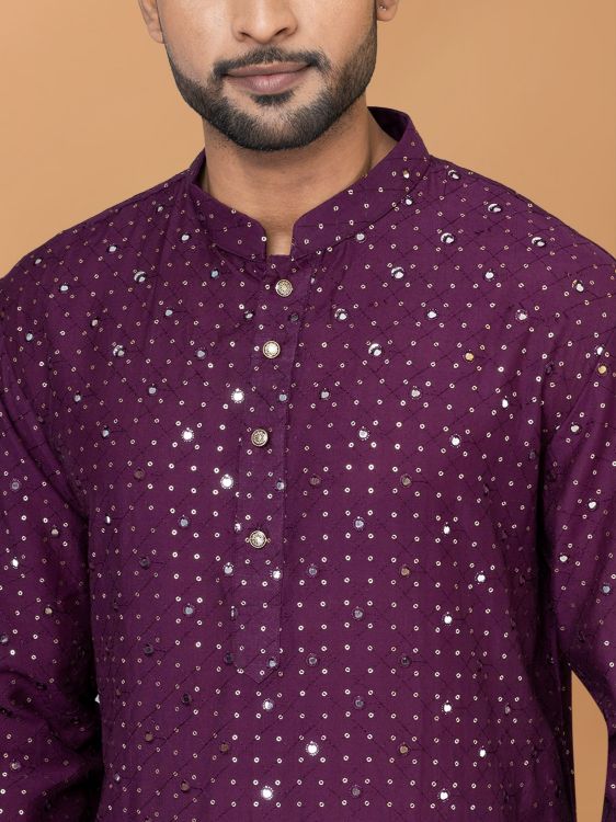 Picture of Statuesque Viscose Cotton Purple Kurta Pajama