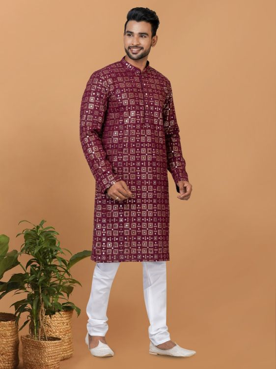 Picture of Classy Georgette Maroon Kurta Pajama