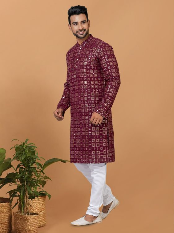 Picture of Classy Georgette Maroon Kurta Pajama