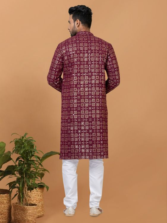 Picture of Classy Georgette Maroon Kurta Pajama