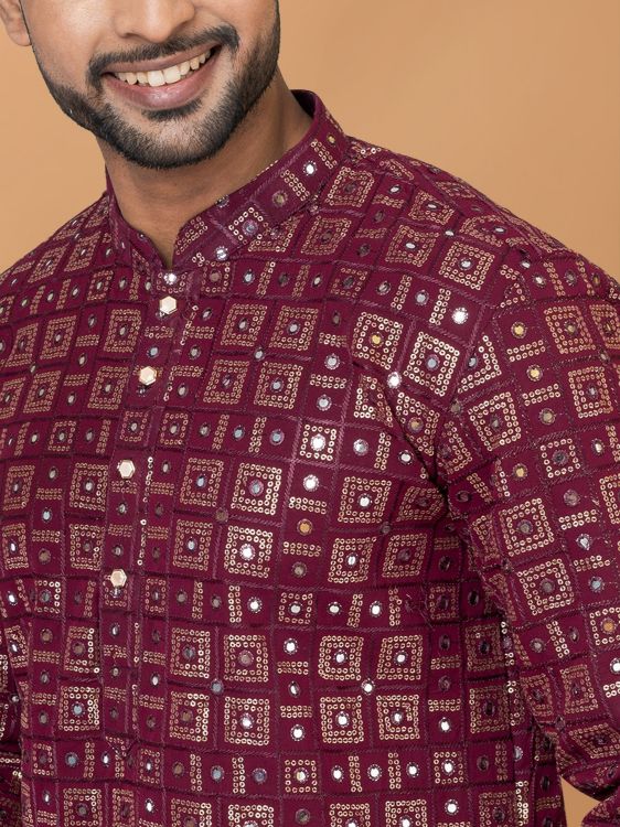 Picture of Classy Georgette Maroon Kurta Pajama