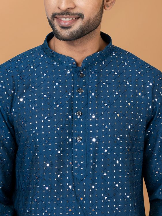Picture of Shapely Viscose Cotton Blue Kurta Pajama