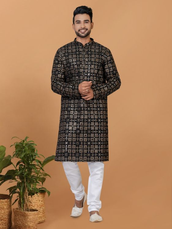 Picture of Magnificent Georgette Black Kurta Pajama