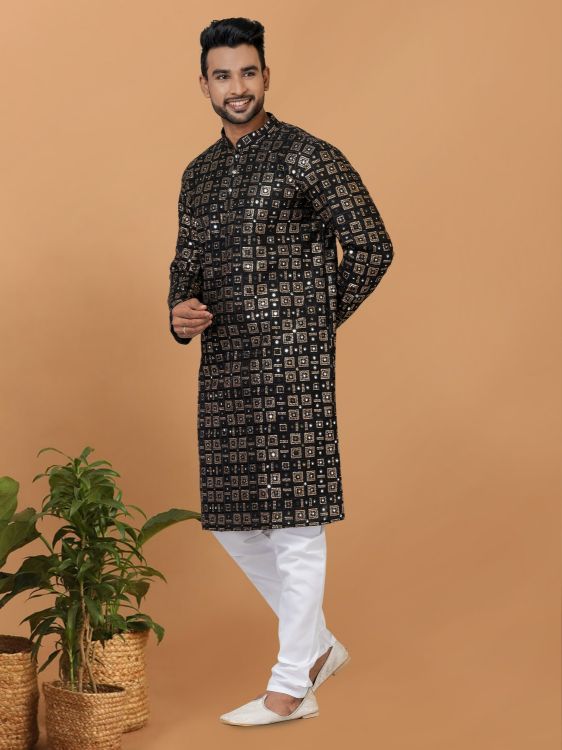 Picture of Magnificent Georgette Black Kurta Pajama