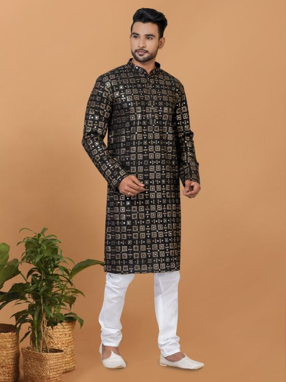 Picture of Magnificent Georgette Black Kurta Pajama