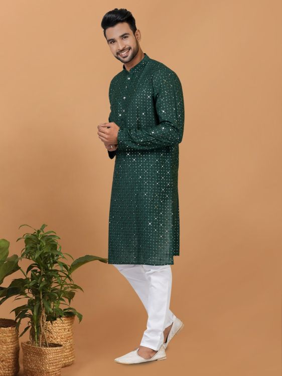 Picture of Gorgeous Viscose Cotton Green Kurta Pajama