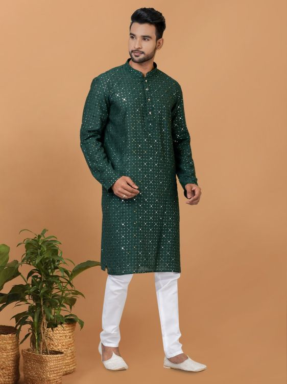 Picture of Gorgeous Viscose Cotton Green Kurta Pajama