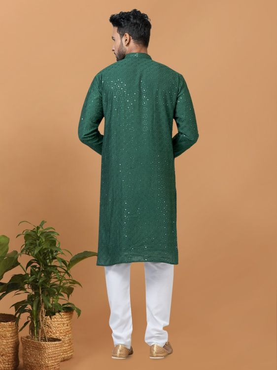 Picture of Fine Viscose Cotton Green Kurta Pajama