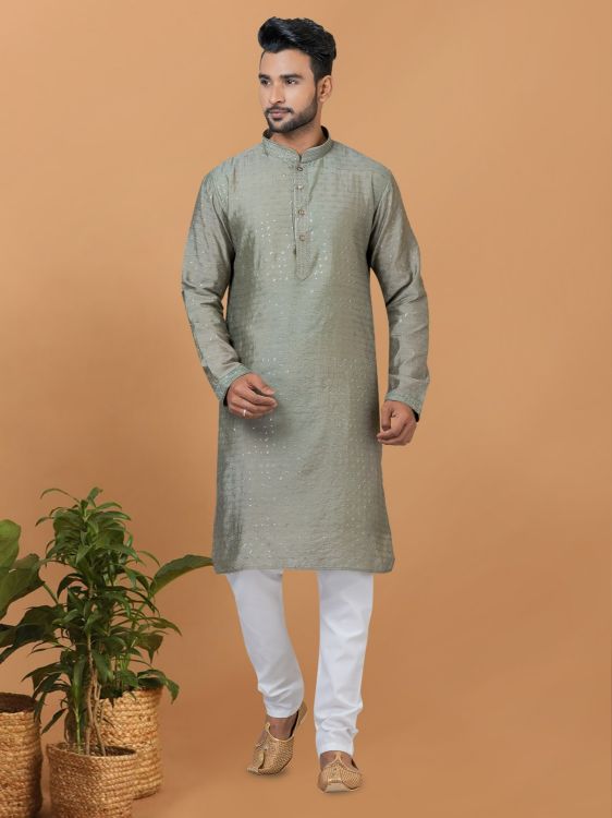 Picture of Statuesque Viscose Cotton Dark sea Green Kurta Pajama