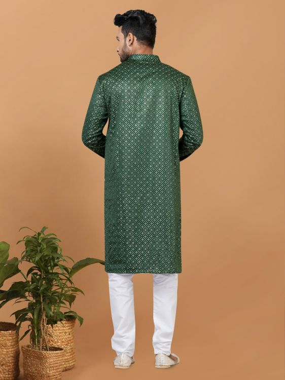 Picture of Gorgeous Semi Gaji Silk Green Kurta Pajama