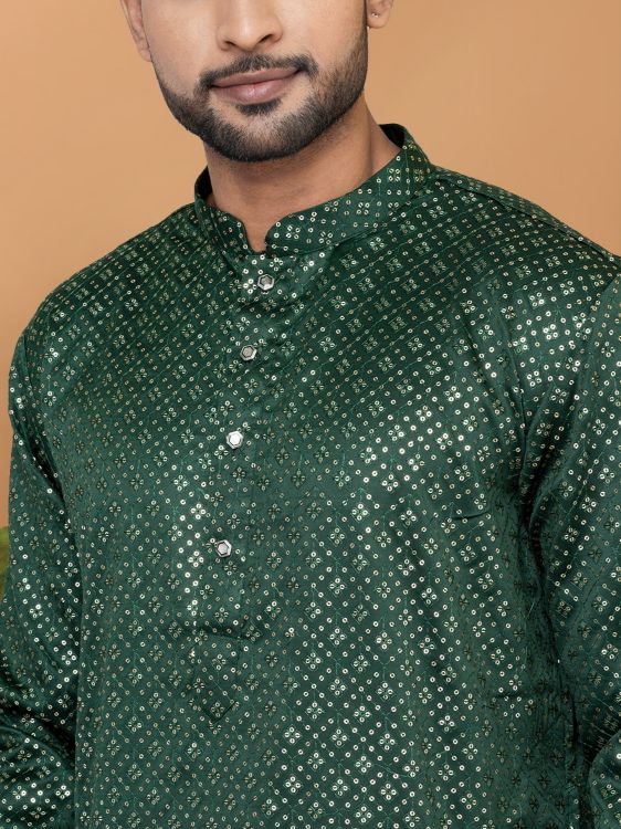 Picture of Gorgeous Semi Gaji Silk Green Kurta Pajama