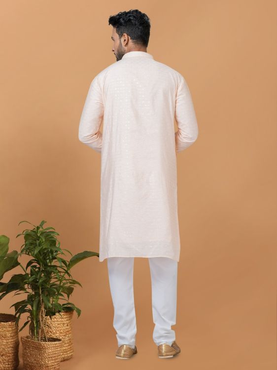 Picture of Ideal Viscose Cotton Light Peach Kurta Pajama