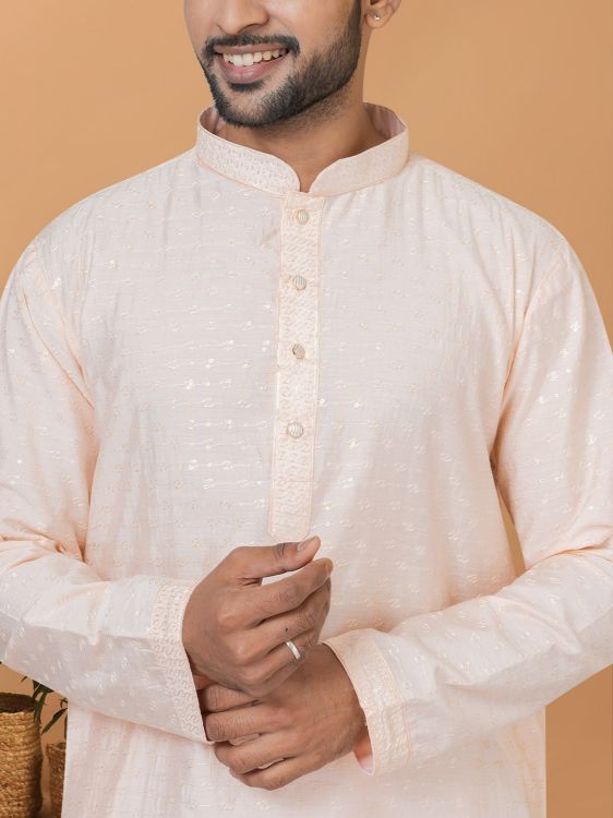 Picture of Ideal Viscose Cotton Light Peach Kurta Pajama