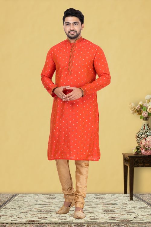 Picture of Amazing Cotton Red Kurta Pajama