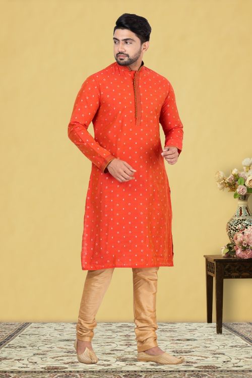 Picture of Amazing Cotton Red Kurta Pajama