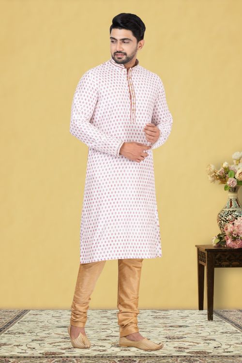 Picture of Marvelous Dupion Silk White Kurta Pajama