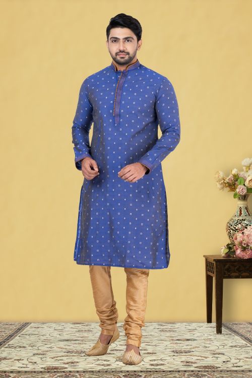 Picture of Pretty Cotton Blue Kurta Pajama