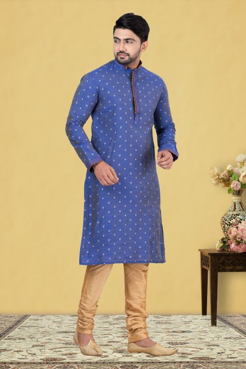 Picture of Pretty Cotton Blue Kurta Pajama