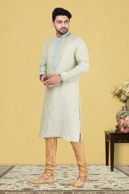 Picture of Pretty Silk Dark Sea Green Kurta Pajama