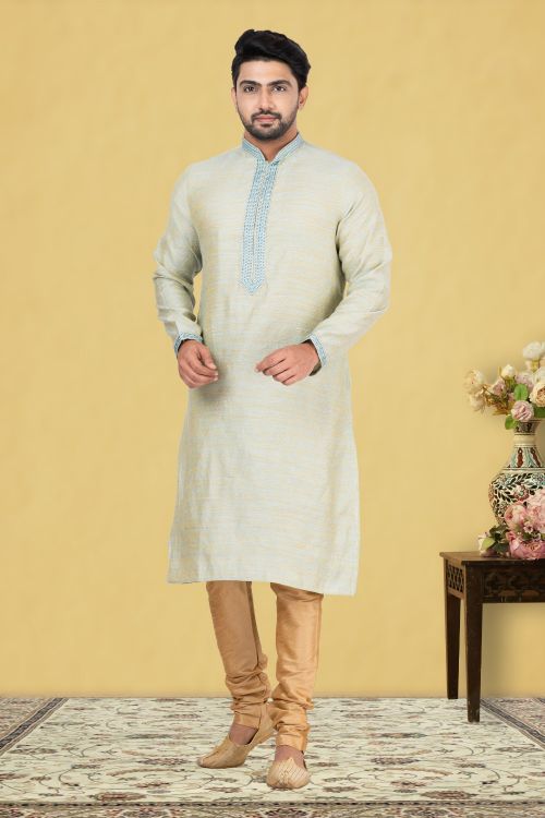 Picture of Pretty Silk Dark Sea Green Kurta Pajama