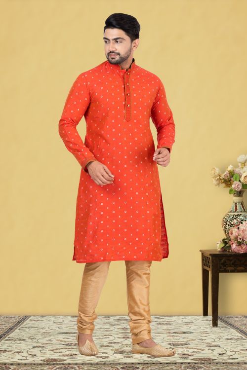 Picture of Ideal Cotton Red Kurta Pajama