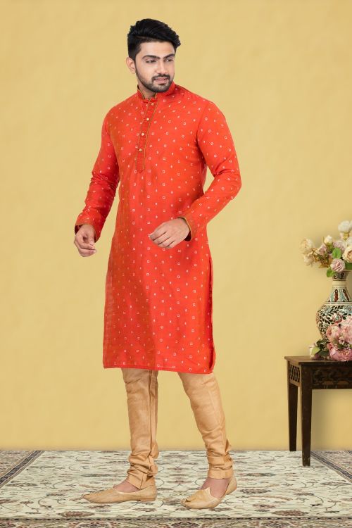 Picture of Ideal Cotton Red Kurta Pajama