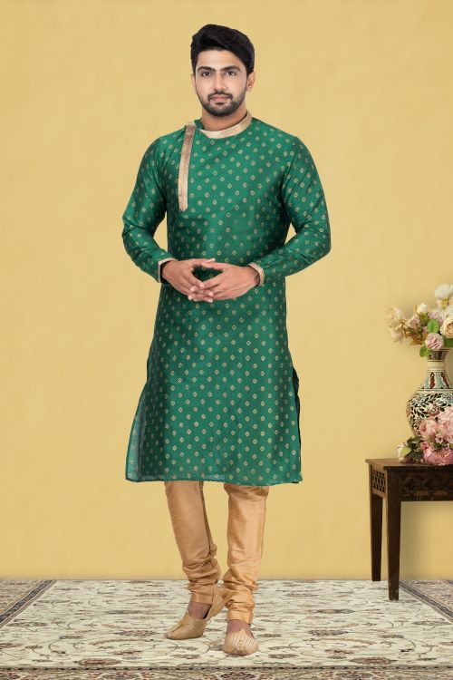 Picture of Ravishing Dupion Silk Green Kurta Pajama