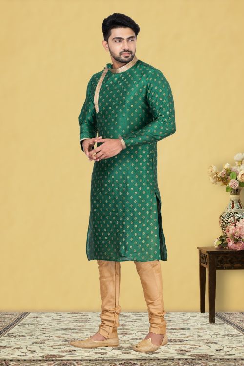 Picture of Ravishing Dupion Silk Green Kurta Pajama