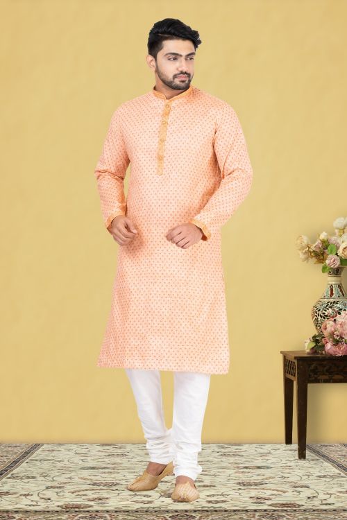 Picture of Comely Cotton Peach Puff Kurta Pajama