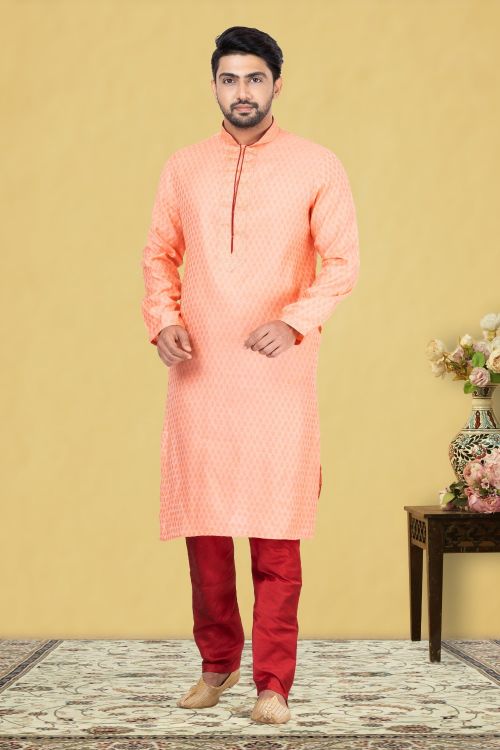 Picture of Beautiful Silk Deep Pink Kurta Pajama