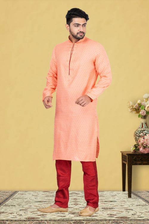 Picture of Beautiful Silk Deep Pink Kurta Pajama