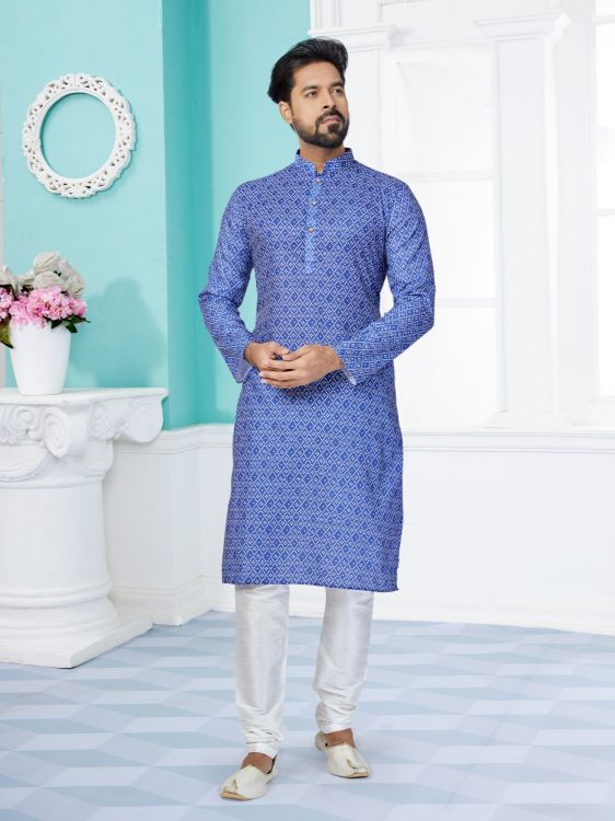 Picture of Marvelous Cotton Blue Kurta Pajama