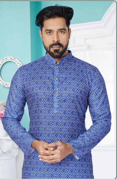 Picture of Marvelous Cotton Blue Kurta Pajama