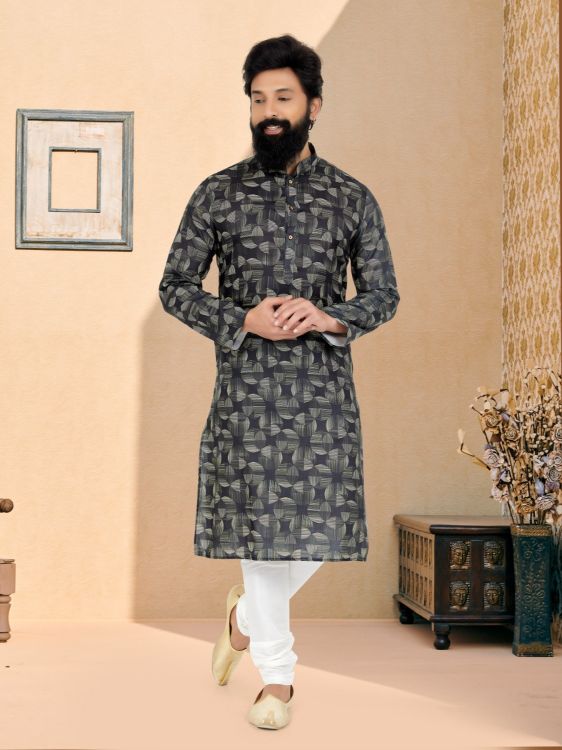 Picture of Shapely Cotton Black Kurta Pajama