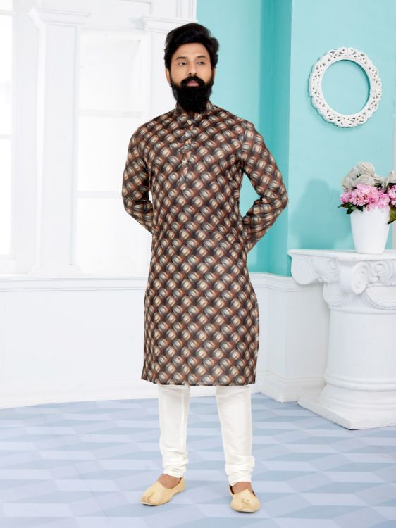 Picture of Splendid Cotton Brown Kurta Pajama