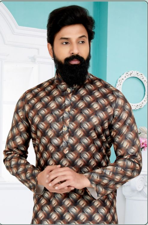 Picture of Splendid Cotton Brown Kurta Pajama
