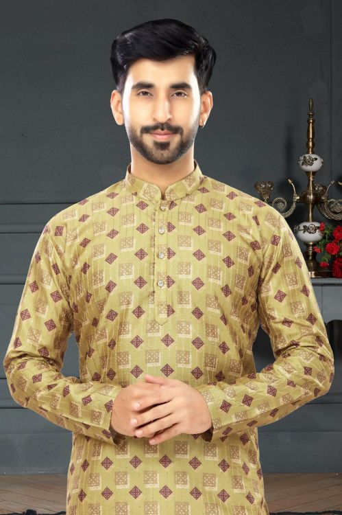 Picture of Fine Silk Multi Kurta Pajama