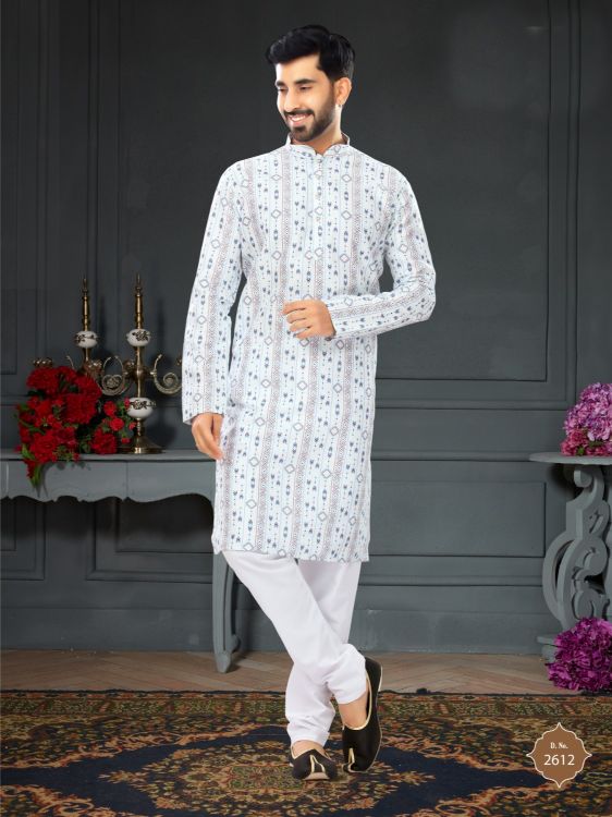 Picture of Shapely Silk White Kurta Pajama