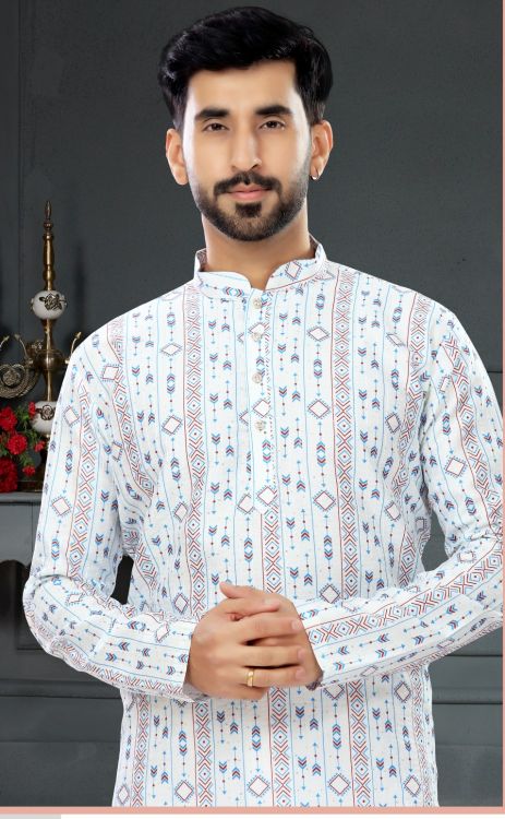 Picture of Shapely Silk White Kurta Pajama