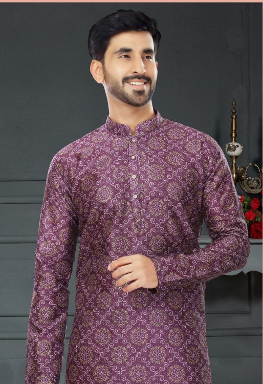 Picture of Magnificent Silk Purple Kurta Pajama