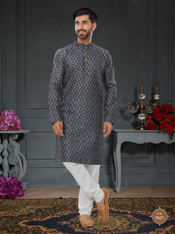 Picture of Sightly Silk Black Kurta Pajama