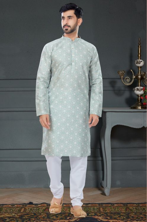 Picture of Lovely Silk Light Grey Kurta Pajama