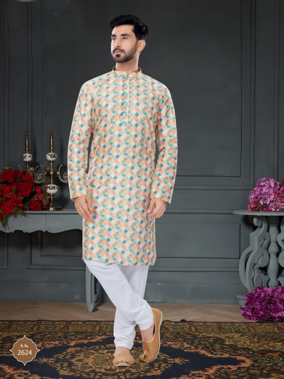 Picture of Radiant Silk Multi Kurta Pajama