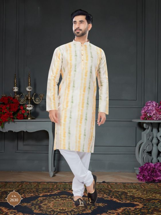 Picture of Resplendent Silk White Kurta Pajama