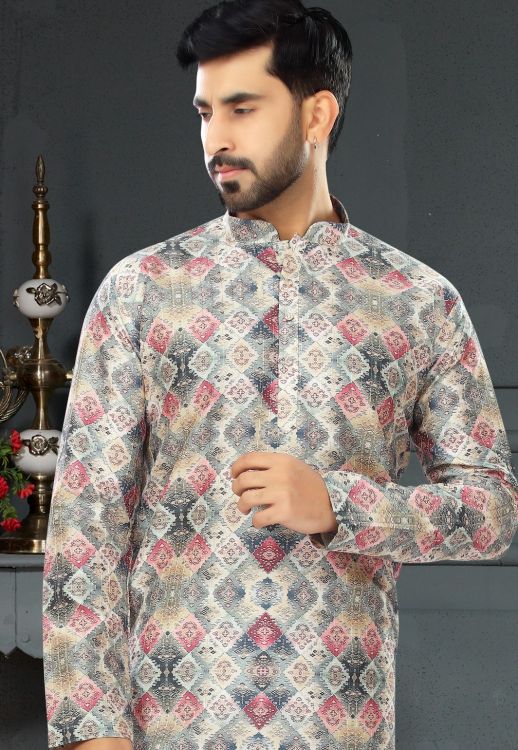 Picture of Nice Silk Multi Kurta Pajama